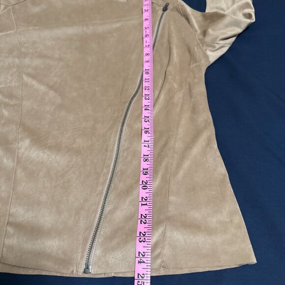 MOTE  Women's Lightweight Faux Suede Zip UP Jacket Size XL  Color TAN - Picture 11 of 11